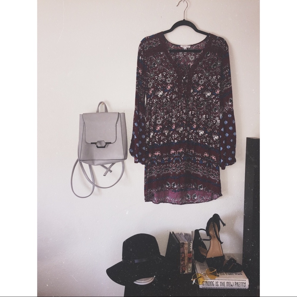 Burgundy floral dress